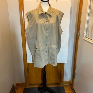 Sleeveless Beige Button-Up Women's Top